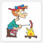Koken op een kampvuur vierkante sticker (Voorkant)
