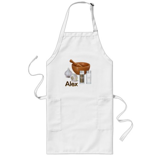 Koken op maat lang schort (Voorkant)