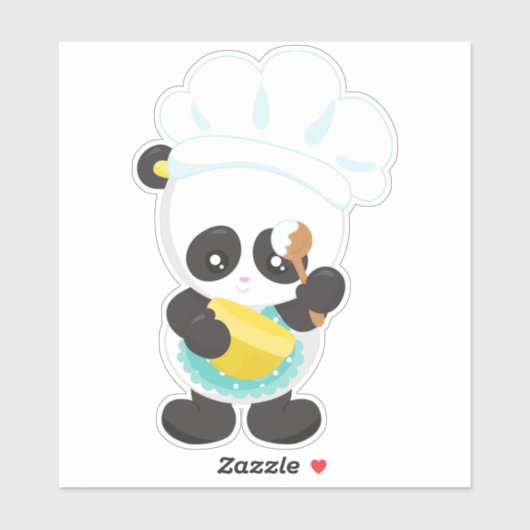Koken Panda, bakken Panda, Schort, Whisking Bowl Sticker (Vel)
