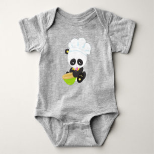Koken Panda, Bakkende Panda, Cute Panda, Bowl Romper