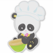 Koken Panda, Bakkende Panda, Cute Panda, Bowl Sticker (Voorkant)