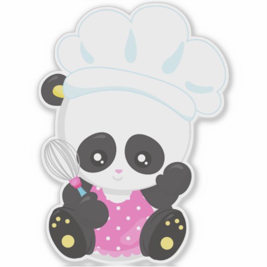 Koken Panda, Bokend Panda, Cute Panda, Whisk Sticker (Voorkant)