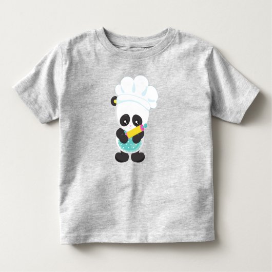 Koken Panda, Bokend Panda, Schort, Rolling Pin Kinder Shirts (Voorkant)