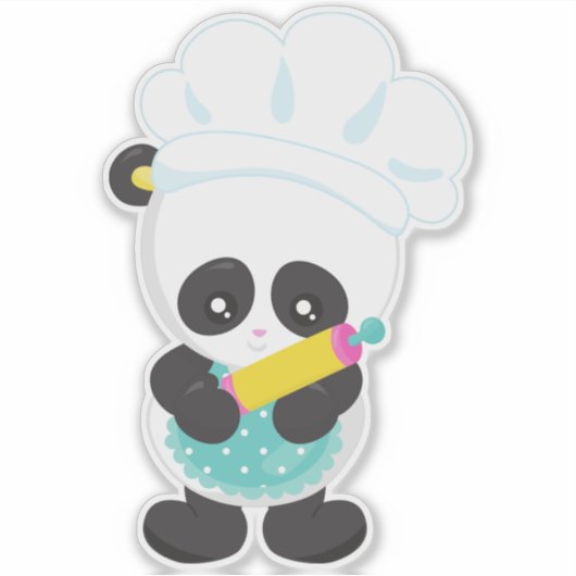 Koken Panda, Bokend Panda, Schort, Rolling Pin Sticker (Voorkant)
