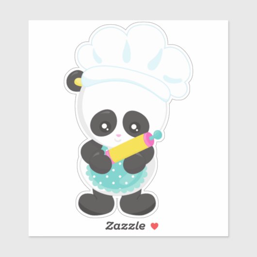 Koken Panda, Bokend Panda, Schort, Rolling Pin Sticker (Vel)