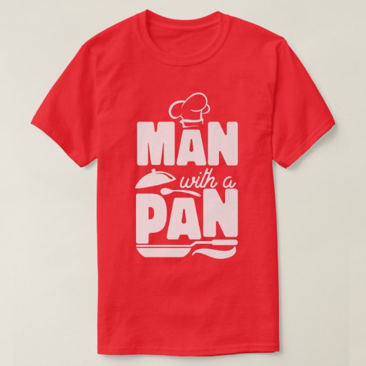 Koken pap keuken Man met een pan T-shirt (Design voorkant)