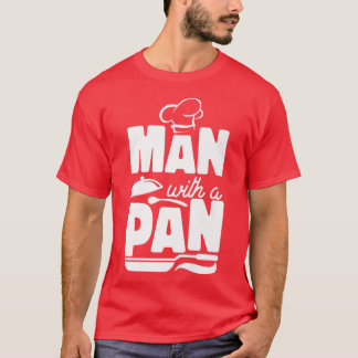 Koken pap keuken Man met een pan T-shirt