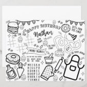 Koken Party Kleurplaat Placemat Baking Little Chef (Voorkant / Achterkant)