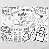 Koken Party Kleurplaat Placemat Baking Little Chef (Voorkant)