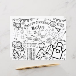 Koken Party Kleurplaat Placemat Baking Little Chef