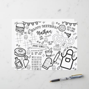 Koken Party Kleurplaat Placemat Baking Little Chef