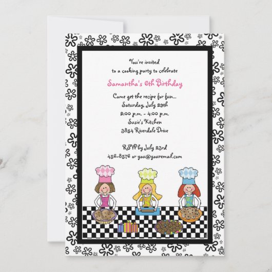 Koken Party Meisjes Bakken Kinderen Verjaardag Kaart (Voorkant)