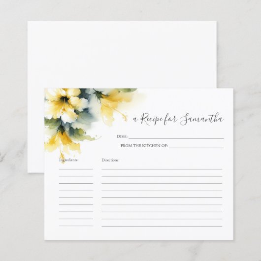 Koken Recept Kaarten Geel Bloemengroen (Voorkant / Achterkant)