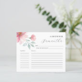 Koken Recept Kaarten Roze Waterverf Bloemen (Staand voorkant)