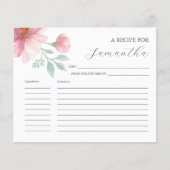Koken Recept Kaarten Roze Waterverf Bloemen (Voorkant)