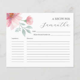 Koken Recept Kaarten Roze Waterverf Bloemen