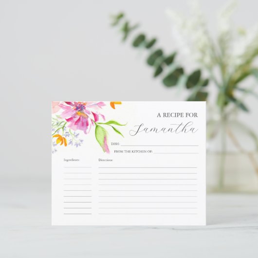 Koken Recept Kaarten Waterverf Bloemen (Staand voorkant)