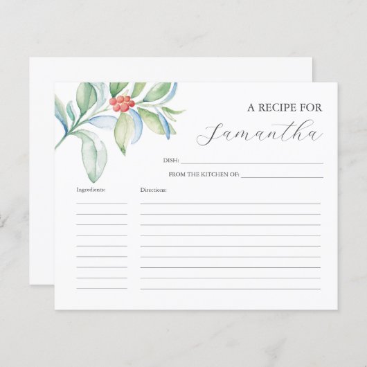 Koken Recept Kaarten Waterverf Kerstmis (Voorkant / Achterkant)