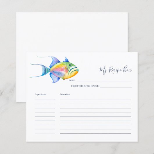 Koken Recipe Kaarten kleurrijke tropische vis (Voorkant / Achterkant)