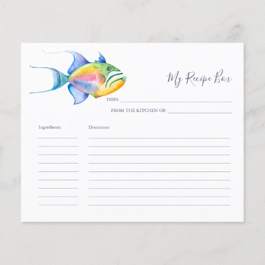 Koken Recipe Kaarten kleurrijke tropische vis (Voorkant)