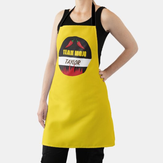 Koken Team Naam met vlammen en paprika's Schort (Insitu)