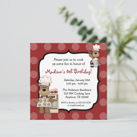 Koken van Beren Kinderen van Birthday Kaart (Staand voorkant)