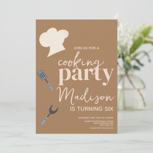 Koken van de uitnodiging van de Birthday Party (Staand voorkant)