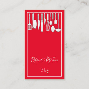 Koken van Logo Chef Restaurant Kitchen Knifes Red Visitekaartje