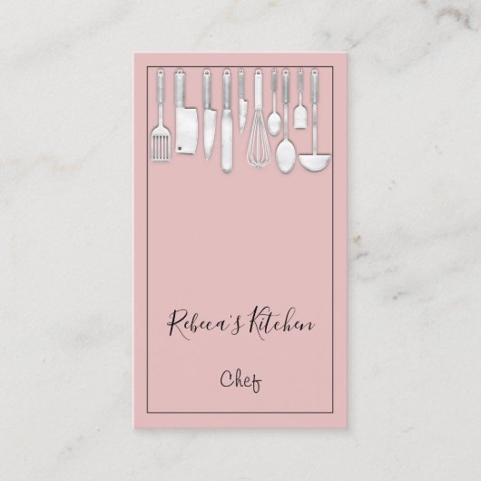 Koken van Logo Chef Restaurant Kitchen Knifes Roos Visitekaartje (Voorkant)