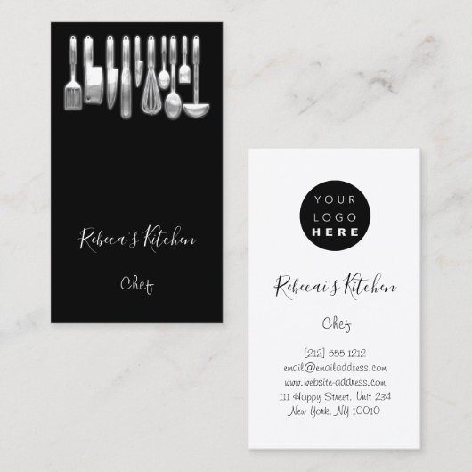 Koken van Logo restaurant Keuchen Knifes Modern Visitekaartje (Voorkant / Achterkant)