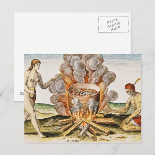 Koken van voedsel in een Terracotta Pot Briefkaart (Voorkant / Achterkant)