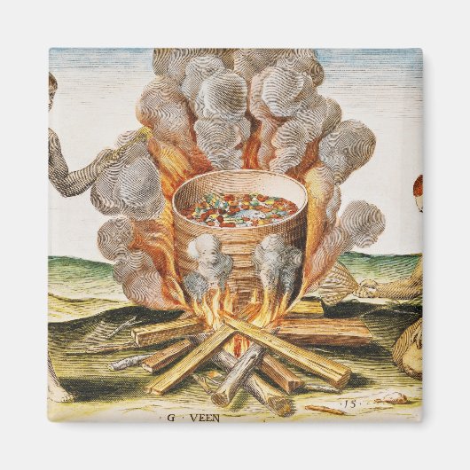 Koken van voedsel in een Terracotta Pot Magneet (Voorkant)