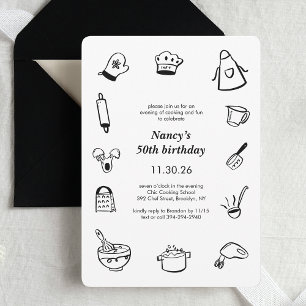 Koken Verjaardagsfeest Handgetekende Chef Minimali Kaart