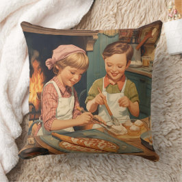 Koken voor kinderen in vintage stijl kussen