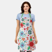 Koken Witte Bloemen Inspirivity Leuk Schort (Gedragen)