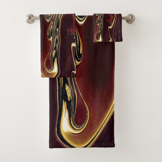 Kokend Goud Lava Berg rood goud blauw spiralen Bad Handdoek (Insitu)