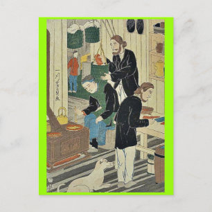 Kokend in regelingshuis door Utagawa, Yoshikazu Briefkaart