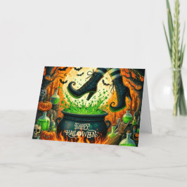 Kokende Ketel en Heksenvoeten Halloween Feestdagen Kaart