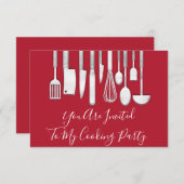 Kokende Partij Chef  Keuken Wit Grijs Rood Kaart (Voorkant / Achterkant)