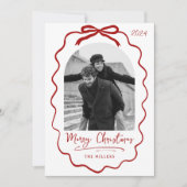 Koker Bow Vakantie Foto Kaart, Prettig Kerstfeest Feestdagenkaart (Voorkant)