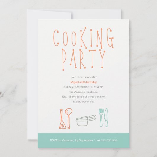 Kokerpartij op de zesde etenkeuken kaart (Voorkant)