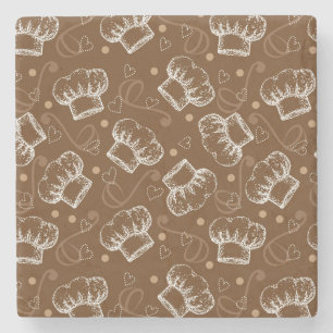 Kokerpatroon met chef-pet stenen onderzetter