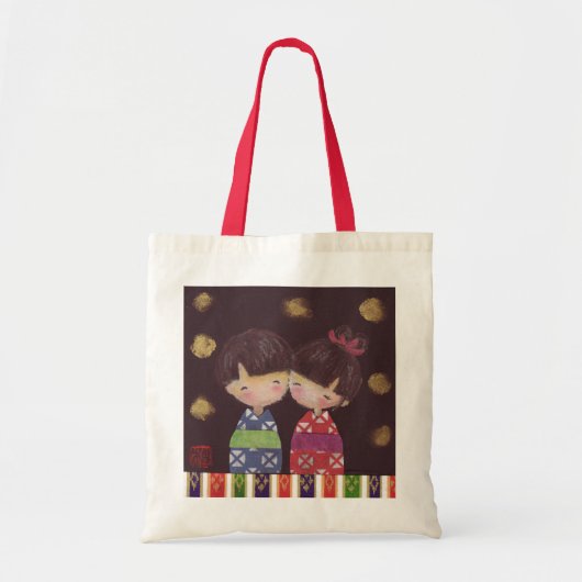 Kokeshi 夫婦 Bag Tote Bag (Voorkant)