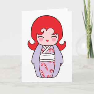 Kokeshi Candycane Xmas Kaart