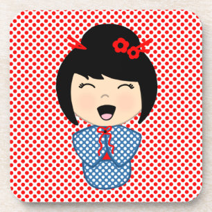 Kokeshi Doll 1 onderzetter met kurk rugleuning - s