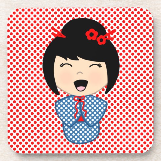 Kokeshi Doll 1 onderzetter met kurk rugleuning - s (Voorkant)