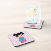 Kokeshi Doll 2-onderzetters met kurkrug - set van  Bier Onderzetter (Rechterzijde)