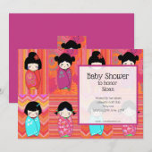 Kokeshi Doll Baby shower Invitation Kaart (Voorkant / Achterkant)
