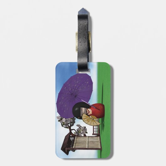 Kokeshi Doll Bagagelabel (Achterkant verticaal)