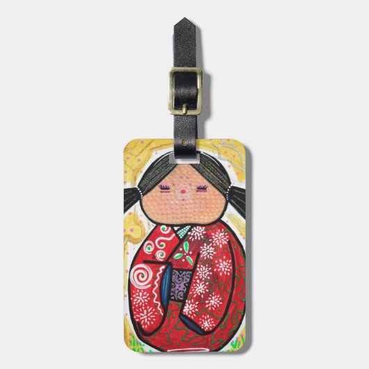 Kokeshi Doll Bagagelabel (Voorkant verticaal)